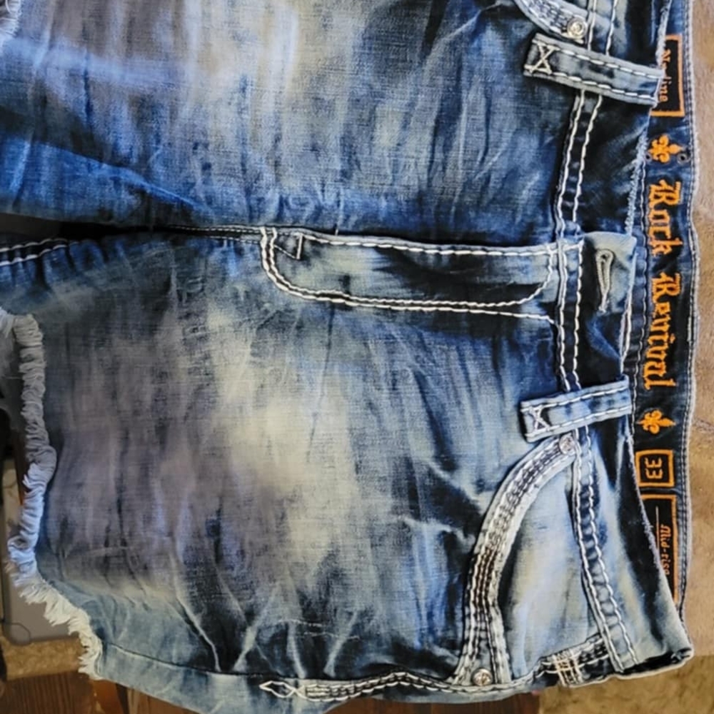 Rock Revival Blue Distressed Jean Shorts